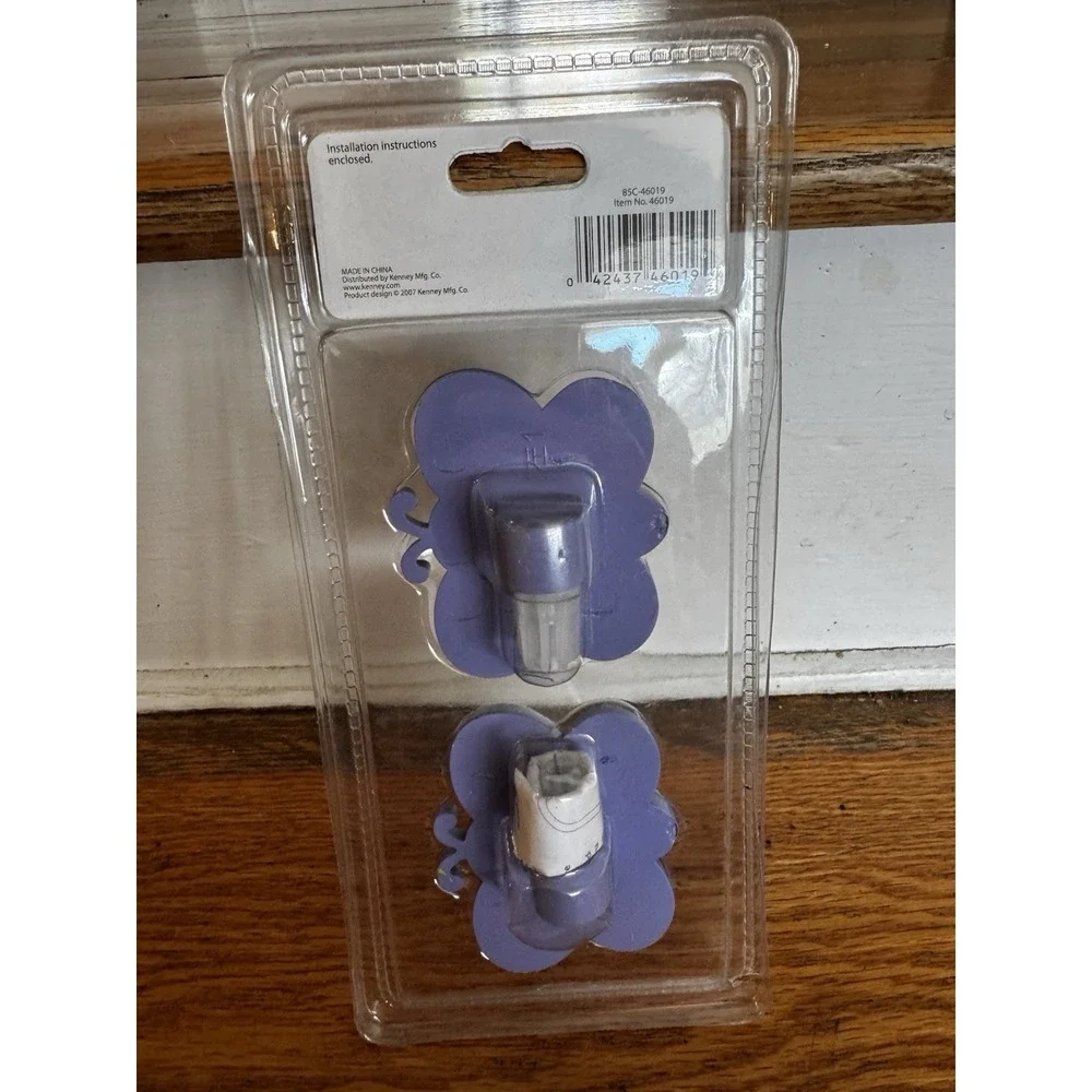 Kenney Mfg Co Butterfly Curtain‎ Rod Finials Set Of 2 Kids Room Purple NIP 2007
